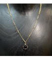 Collier en acier inoxydable doré et son pendentif goutte en cristal de verre Violet