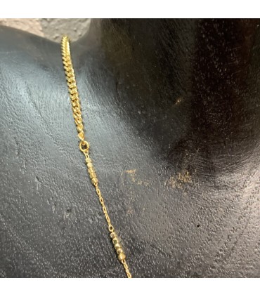 Collier en acier inoxydable doré et son pendentif goutte en cristal de verre Violet