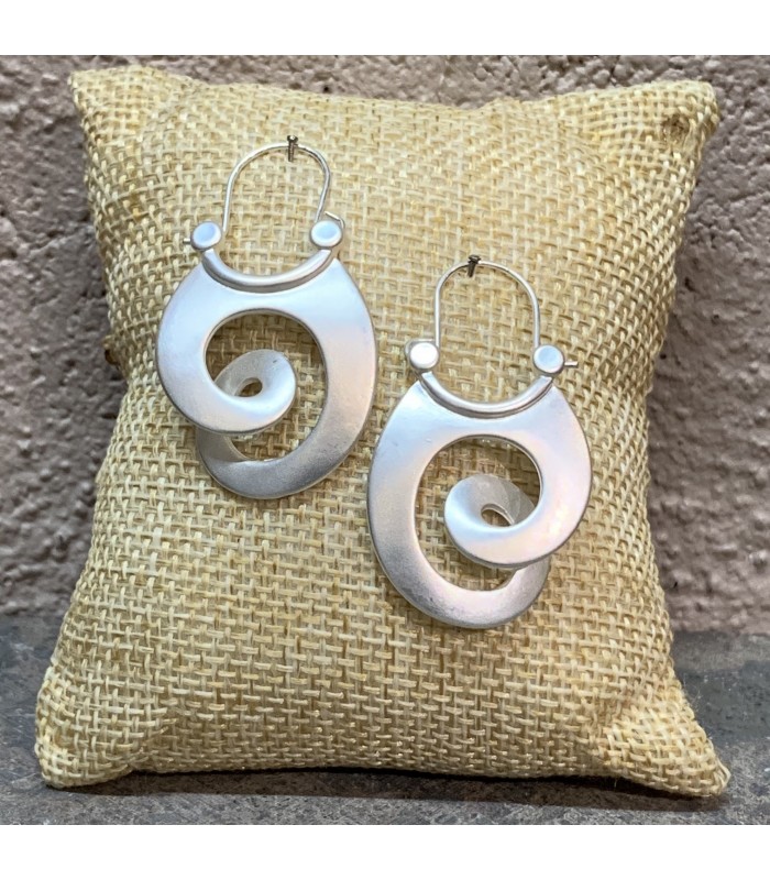 Boucles d'oreilles pendantes goutte géométrique spirale argent