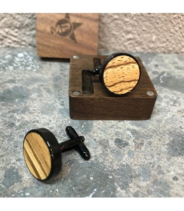 Bouton de manchette et son coffret bois