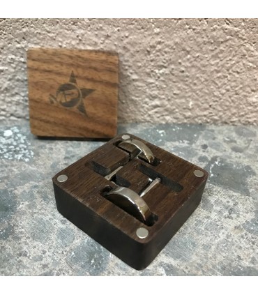 Bouton de manchette et son coffret bois