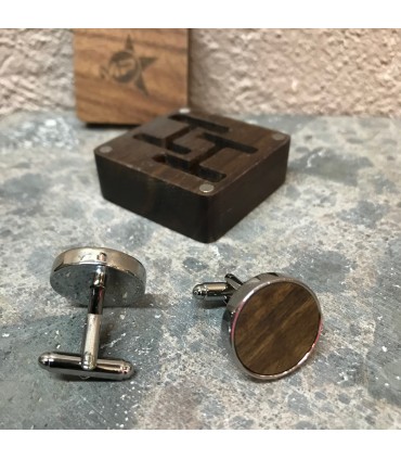 Bouton de manchette et son coffret bois