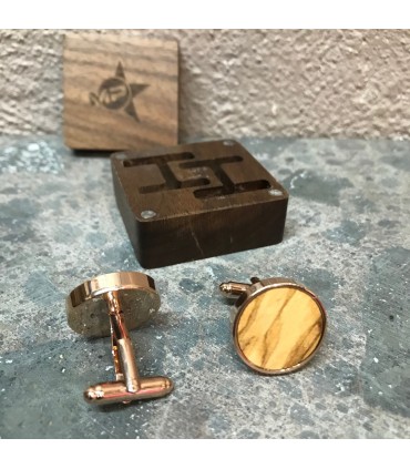 Bouton de manchette et son coffret bois