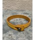 Bracelet en Cuir Jaune avec fermoir bouton en acier inoxydable réglable en 2 tailles