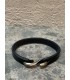 Bracelet en Cuir NOIR avec fermoir S en acier inoxydable