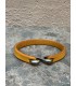 Bracelet en Cuir Jaune avec fermoir S en acier inoxydable