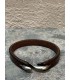 Bracelet en Cuir marron avec fermoir S en acier inoxydable