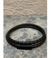 Bracelet cuir tressé double tour, Bi-color noir et marron fermoir acier à aimants