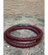 Bracelet cuir tréssé rond double, bordeaux, fermoir acier noir mat