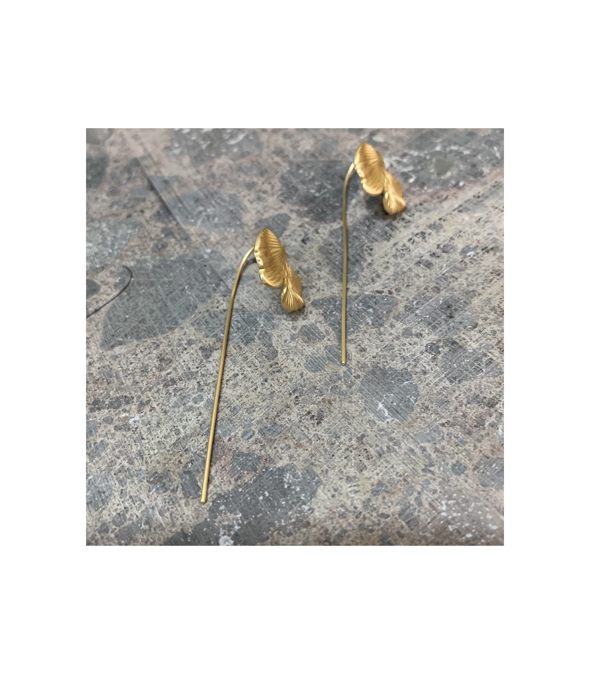 Boucles d'oreilles ginkgo biloba fleurs feuilles perles