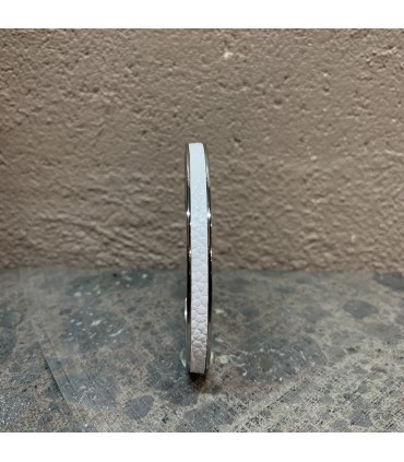 Jonc acier inoxydable noir et cuir blanc