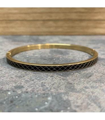 Bracelet en acier inoxydable et émail noir orné d'Onde