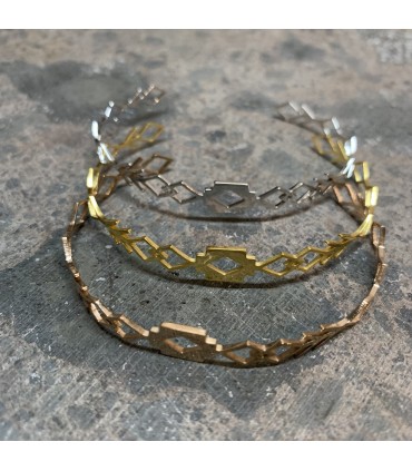 Jonc en acier inoxydable or, or rose, argent Géométrique