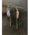 Boucles d'oreilles vintage GRUE, Métal argenté et or , ornées d'une perle bleutée