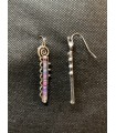 Boucles d'oreilles TRIBALES, Métal argenté  ornées de résine violette