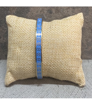 Bracelet acier inoxydable doré et émail bleu CYAN orné de demis Cercles