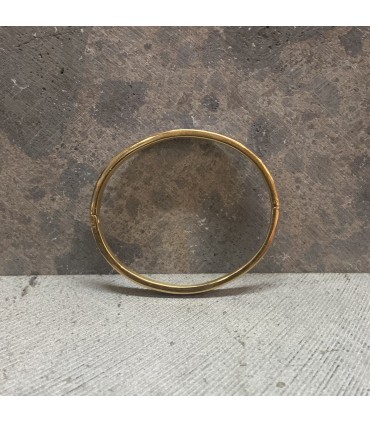 Bracelet acier inoxydable doré et émail bleu CYAN orné de demis Cercles