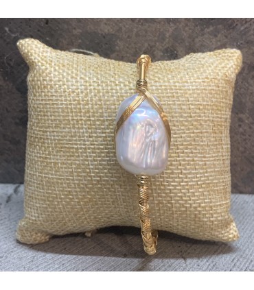 Bracelet en cuivre et perle d'eau douce