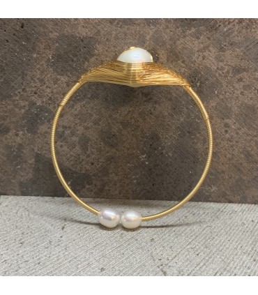 Bracelet en cuivre et perle d'eau douce