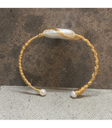 Bracelet en cuivre et perle d'eau douce