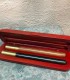 coffret à stylos en bois de mopani rouge ouvert