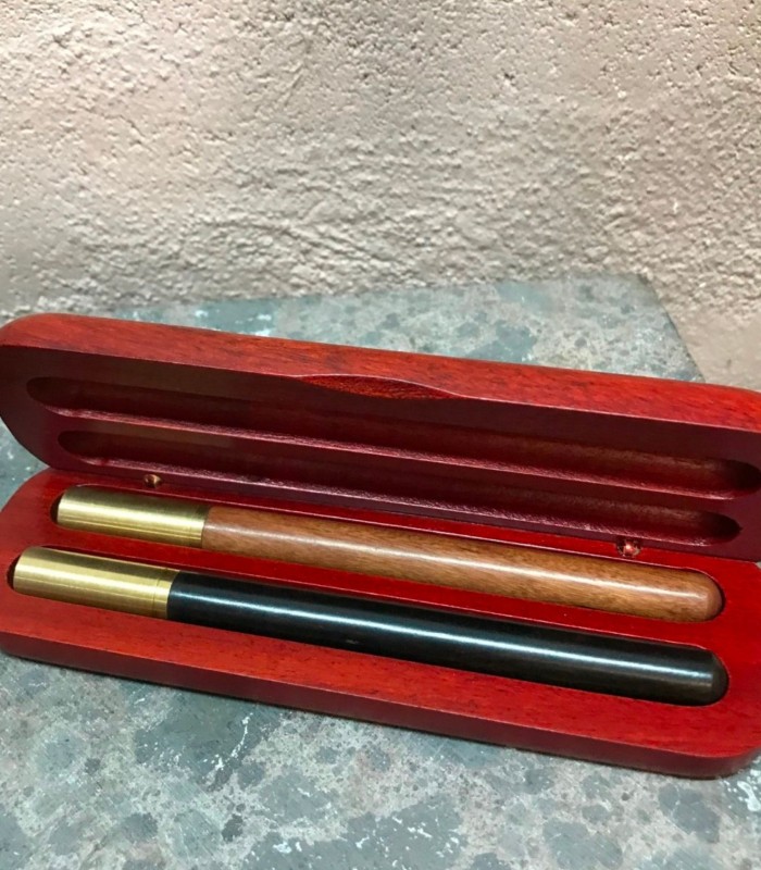 Coffret à Stylos en bois de Mopani rouge