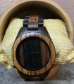 Montre en bois d'ébène et zebra, bracelet bois