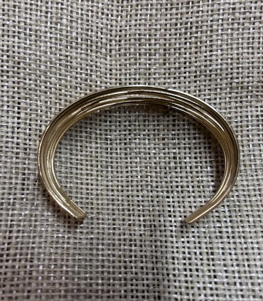 Bracelet manchette multi-rangs fils Dorés croisés ouvert en acier inoxydable intemporel