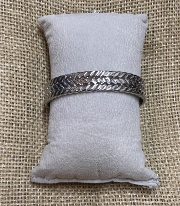 Bracelet Jonc épi de blé double en acier inoxydable ajustable