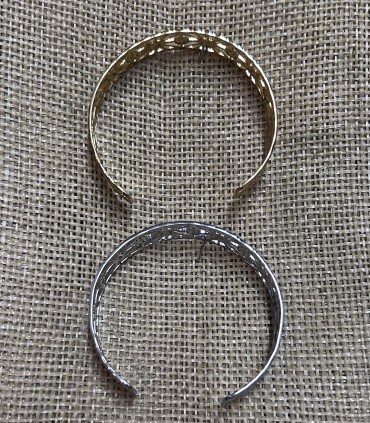 Bracelet manchette SOLEIL Dorée ouvert en acier inoxydable intemporel et ajustable