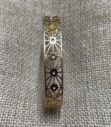 Bracelet manchette SOLEIL Dorée ouvert en acier inoxydable intemporel et ajustable