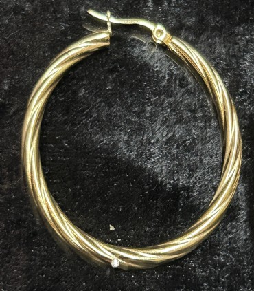 Boucles d'oreilles Créoles torsadées en acier inoxydable 35mm