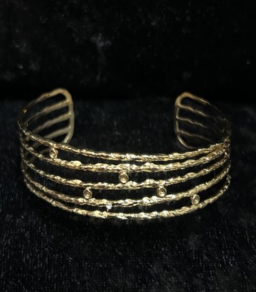 Bracelet manchette multi-rangs ouvert en acier inoxydable intemporel