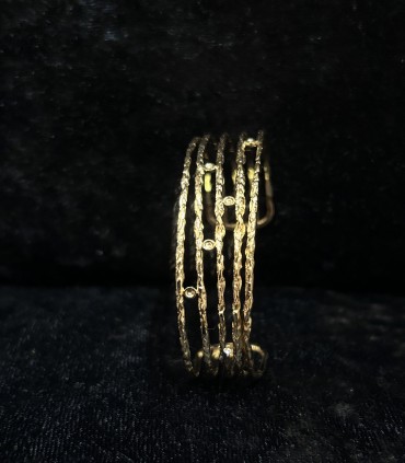 Bracelet manchette multi-rangs ouvert en acier inoxydable intemporel