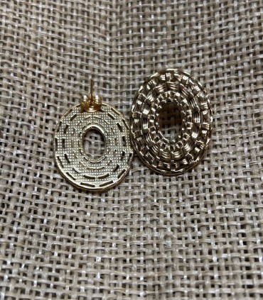 Boucles d'oreilles clou ajourées en acier inoxydable doré