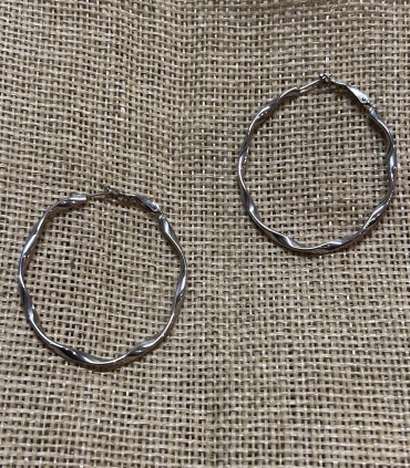 Boucles d'oreilles Créoles torsadées en acier inoxydable 53 mm
