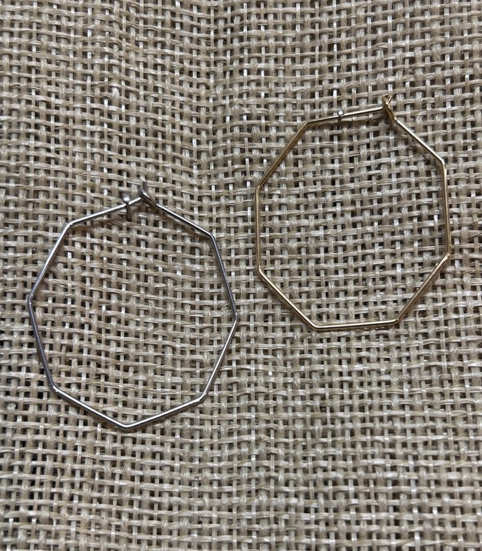 Boucles d'oreilles Créoles hexagonales en acier inoxydable 40 mm
