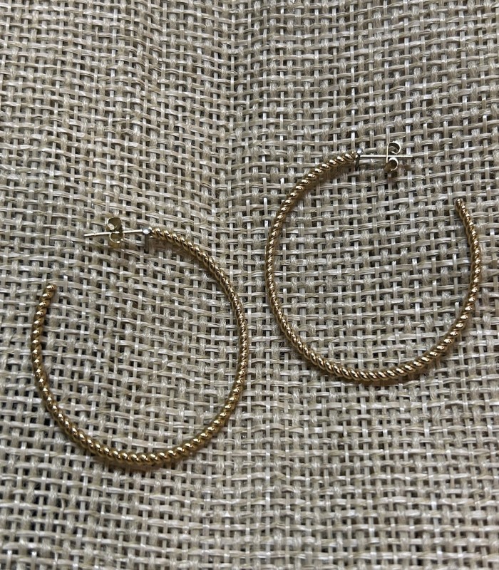 Boucles d'oreilles Créoles ouvertes torsadées en acier inoxydable doré 40 mm