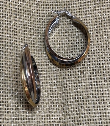 Boucles d'oreilles Créoles 3 brins croisés en acier inoxydable 37 mm