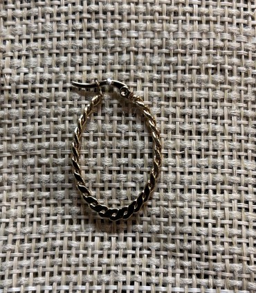 Boucles d'oreilles Créoles ovales torsadées plats en acier inoxydable 30 mm