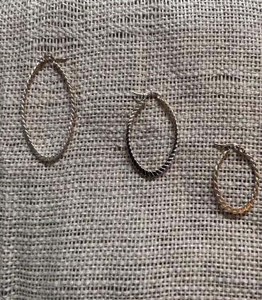 Boucles d'oreilles Créoles ovales torsadées plats en acier inoxydable 40 mm