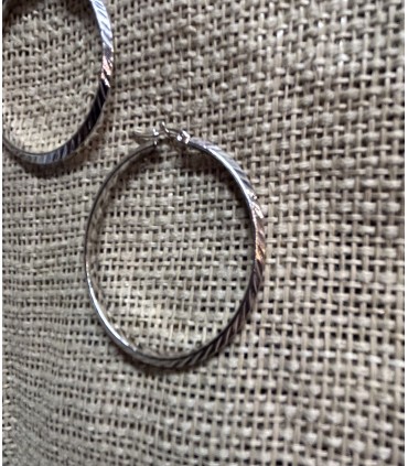 Boucles d'oreilles Créoles striées 40mm