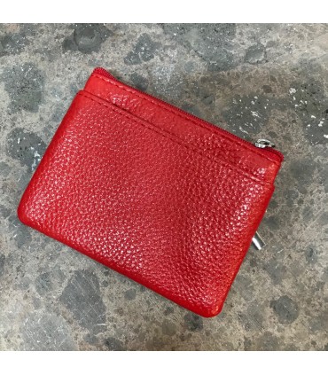 Porte Monnaie cuir véritable triple compartiments à zip