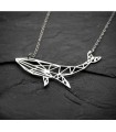 Collier en acier inoxydable minimaliste Baleine façon Origami, Bijou géométrique