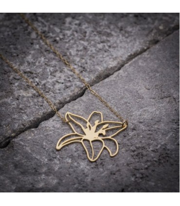 Collier en acier inoxydable minimaliste fleur de Lys façon Origami bijou géométrique