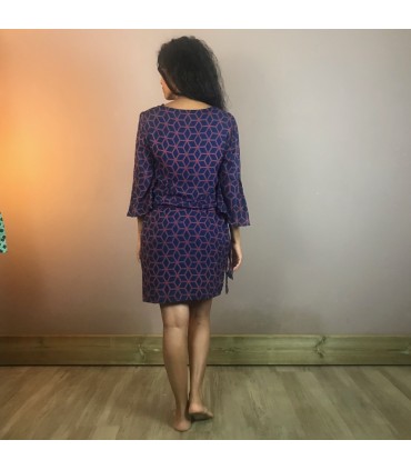 Robe Casual manche 3/4 en rayon imprimé OLI 43 Col rond, ceinture amovible